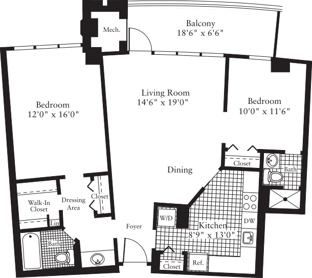 2 Bedrooms B floorplan