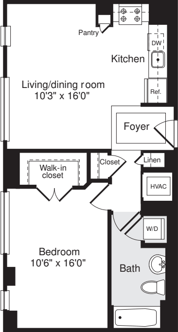 1 Bedroom D floorplan