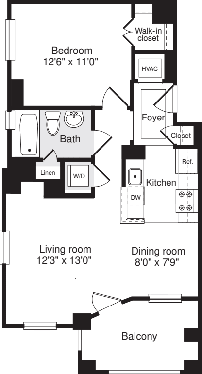 1 Bedroom E floorplan