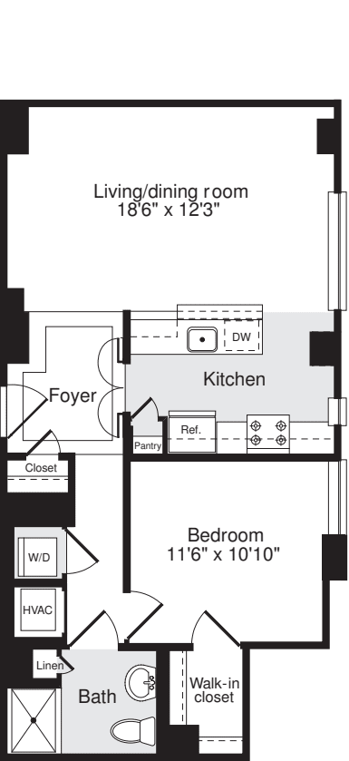 1 Bedroom L floorplan