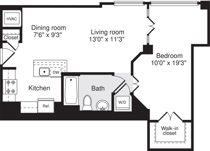 1 Bedroom M floorplan
