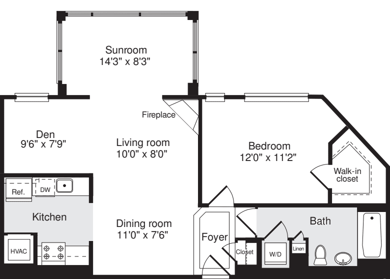 1 Bedroom BB floorplan