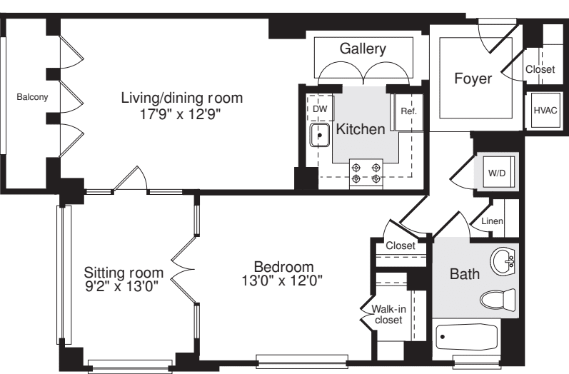 1 Bedroom CC floorplan