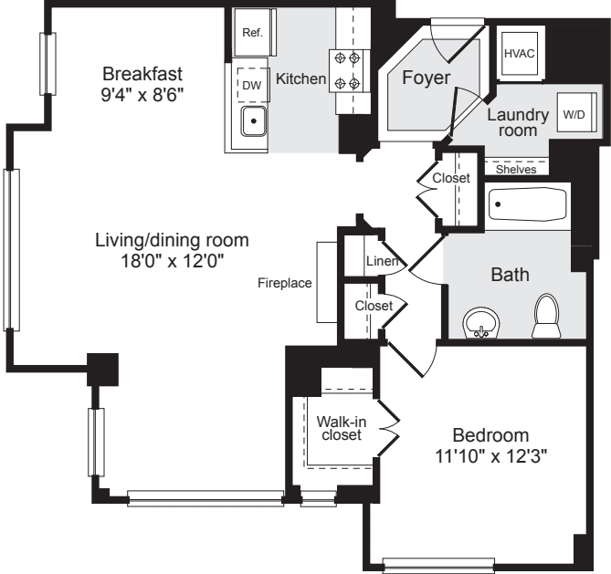1 Bedroom EE floorplan