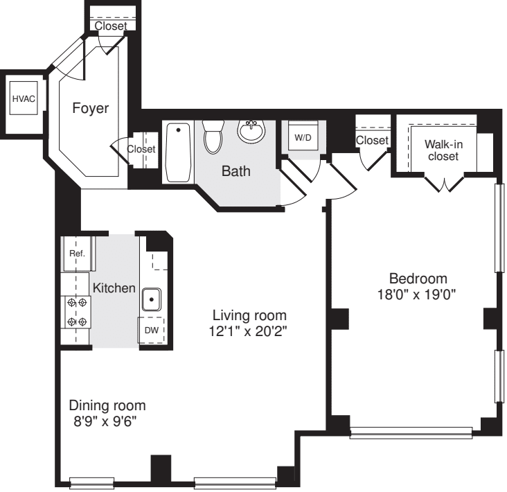 1 Bedroom GG floorplan