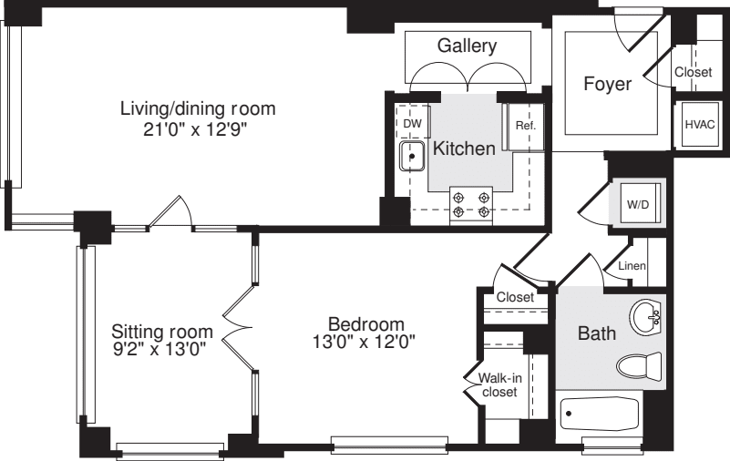 1 Bedroom II floorplan