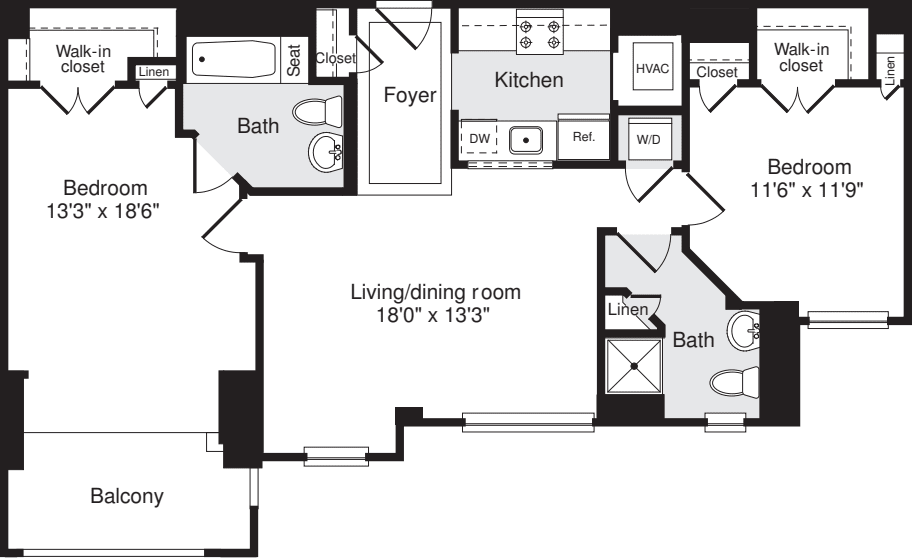2 Bedrooms E floorplan