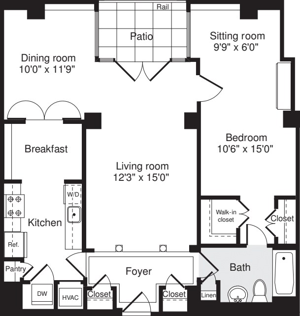 1 Bedroom KK floorplan