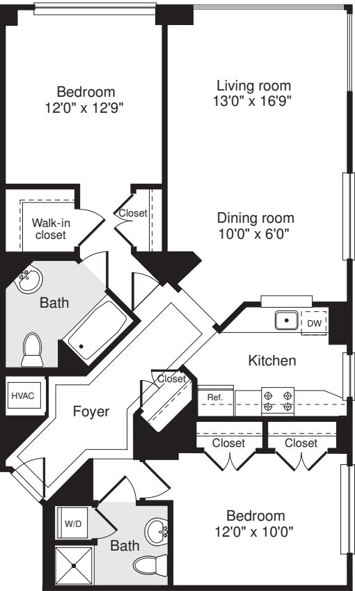 2 Bedrooms N floorplan
