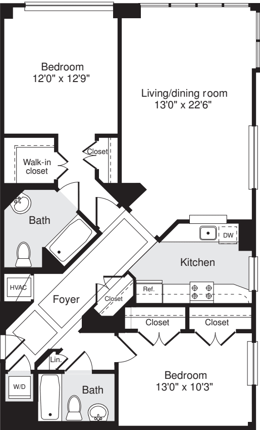 2 Bedrooms P floorplan