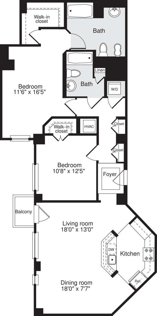 2 Bedrooms X floorplan
