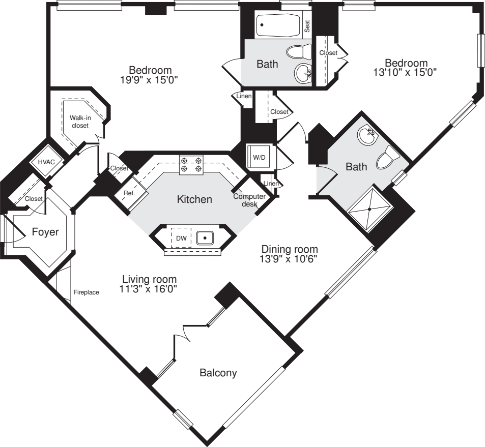 2 Bedrooms Z floorplan