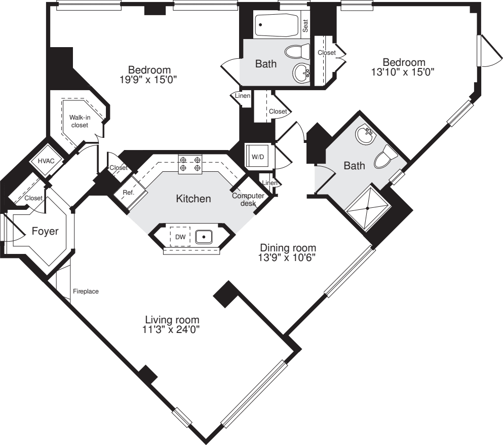 2 Bedrooms CC floorplan