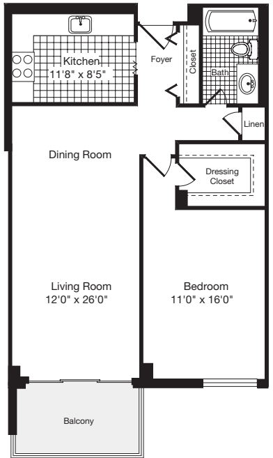 1 Bedroom C floorplan