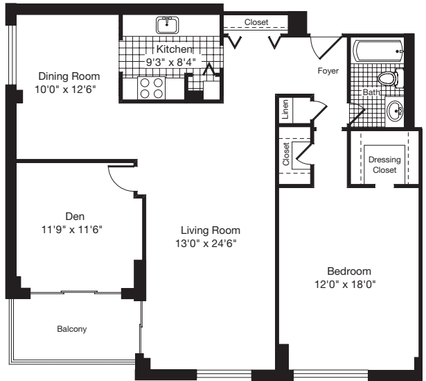 1 Bedroom GG floorplan