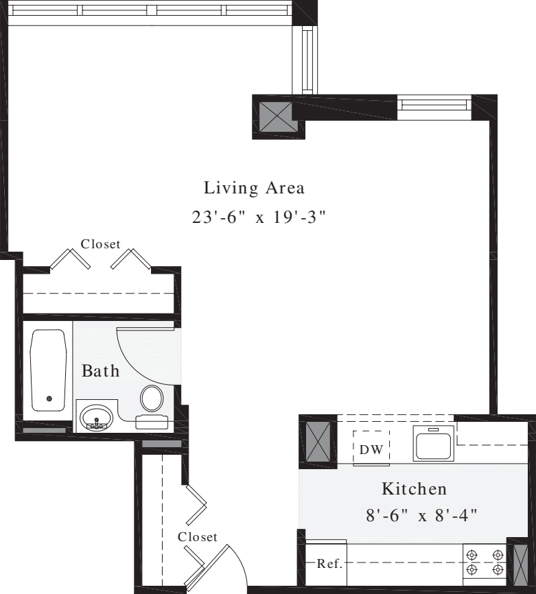 Studio A floorplan