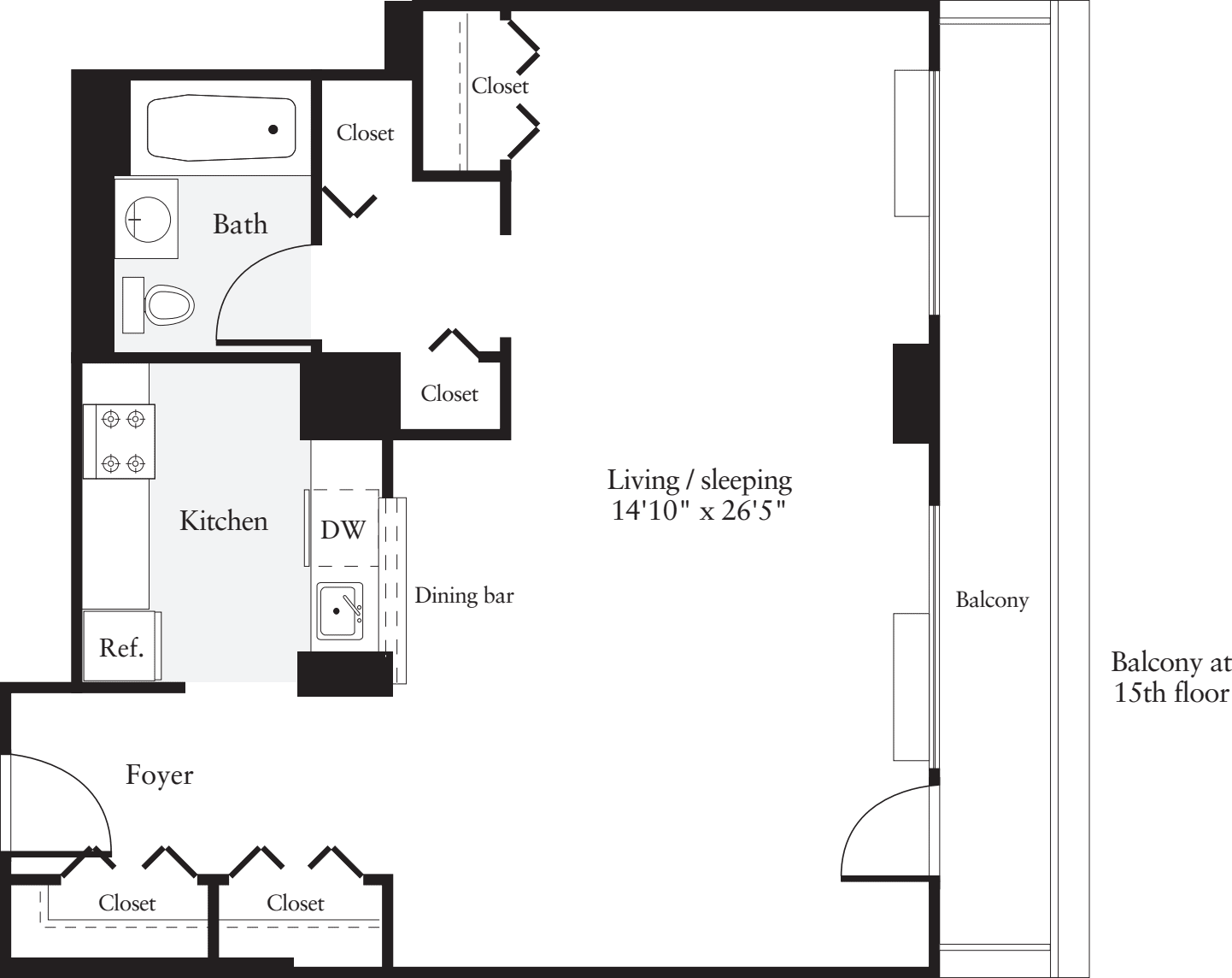 Studio E floorplan