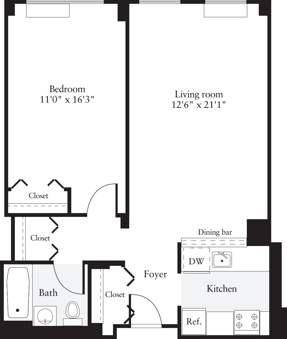 1 Bedroom C floorplan