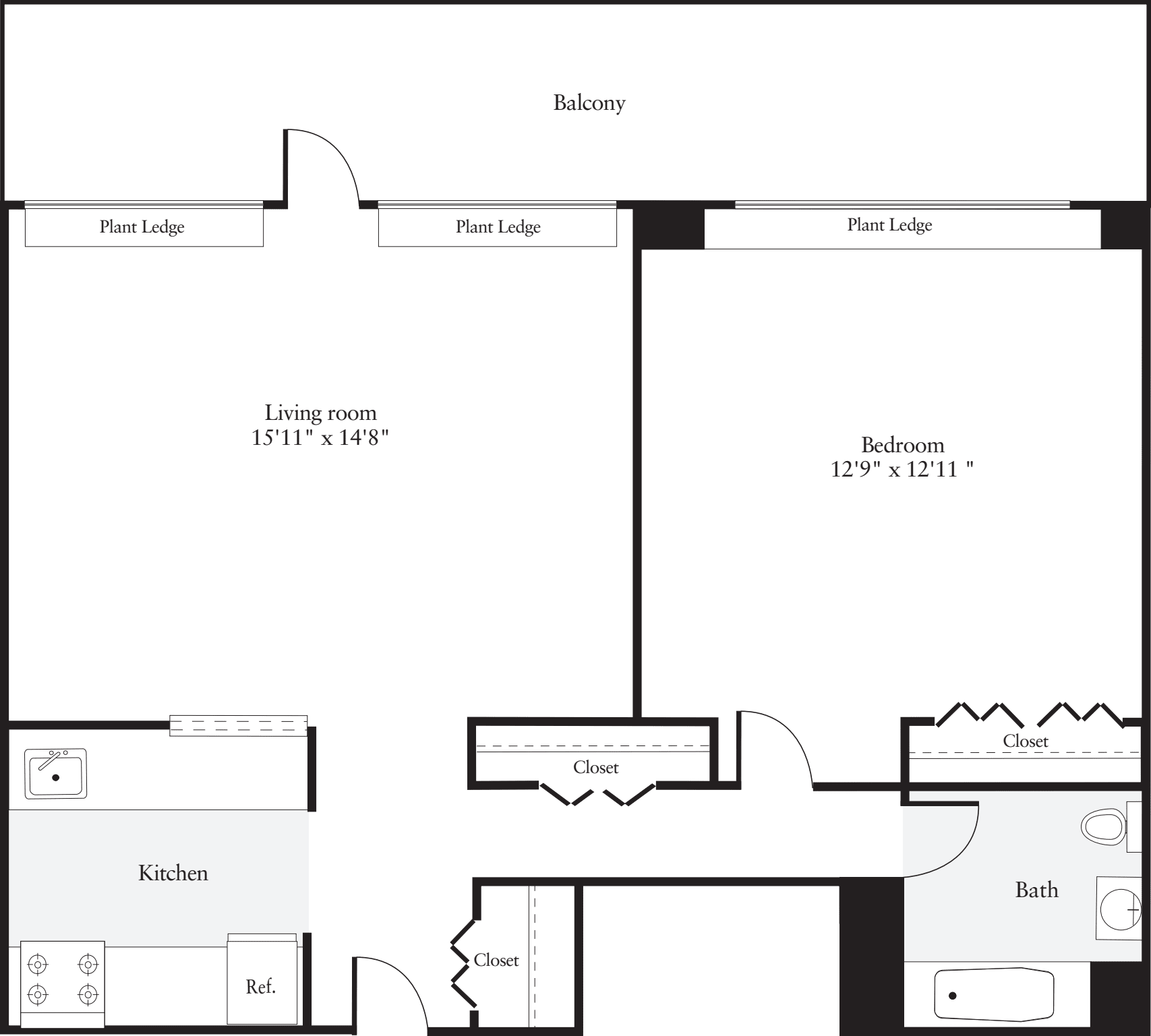1 Bedroom H floorplan