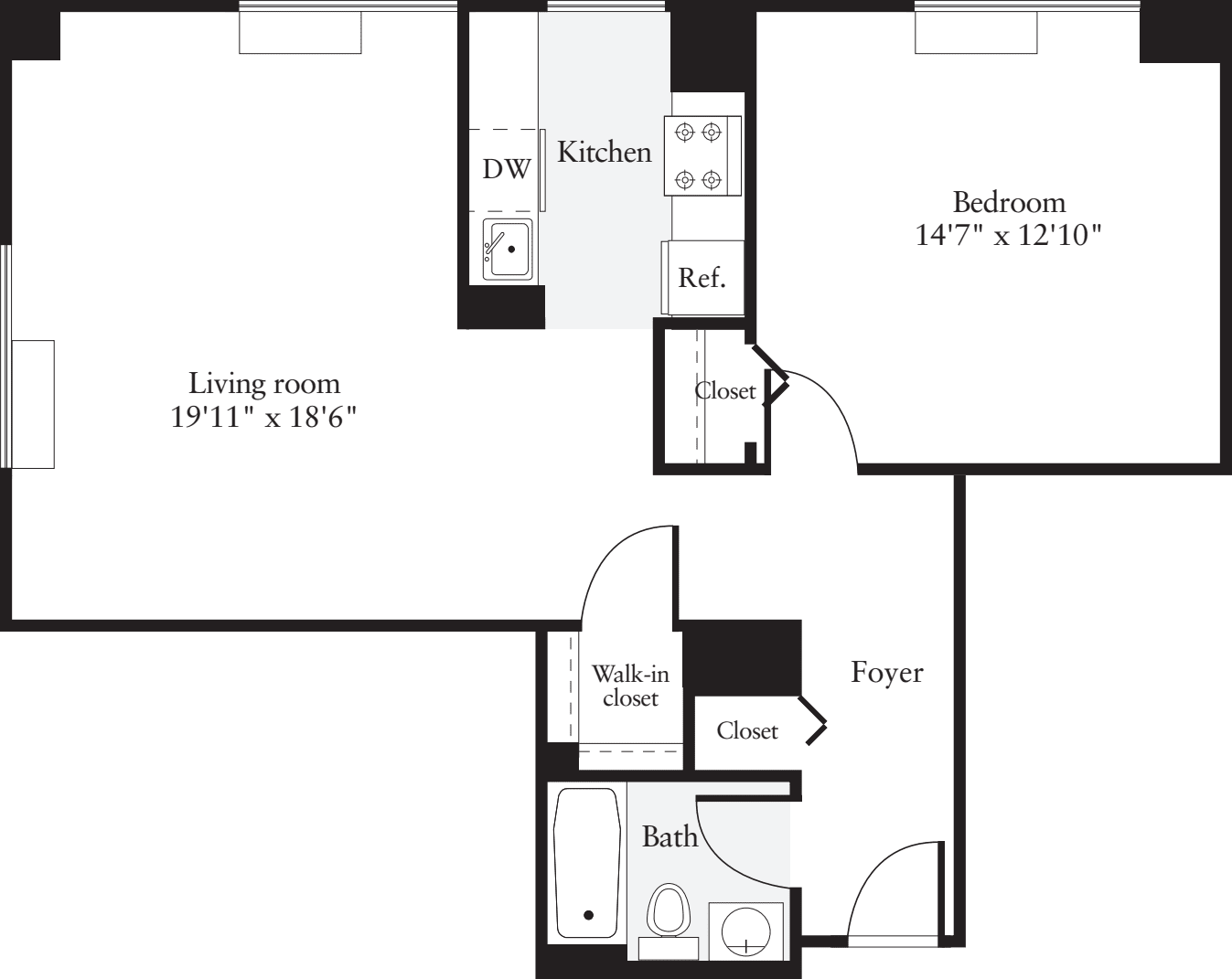 1 Bedroom N floorplan