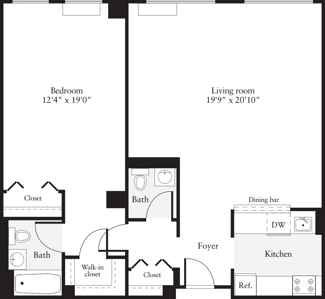 1 Bedroom V floorplan
