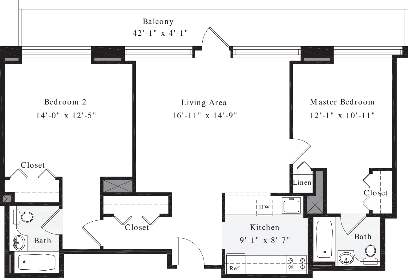 2 Bedrooms C floorplan