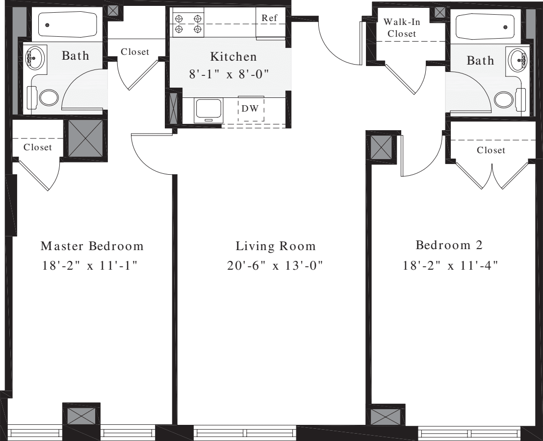 2 Bedrooms I floorplan