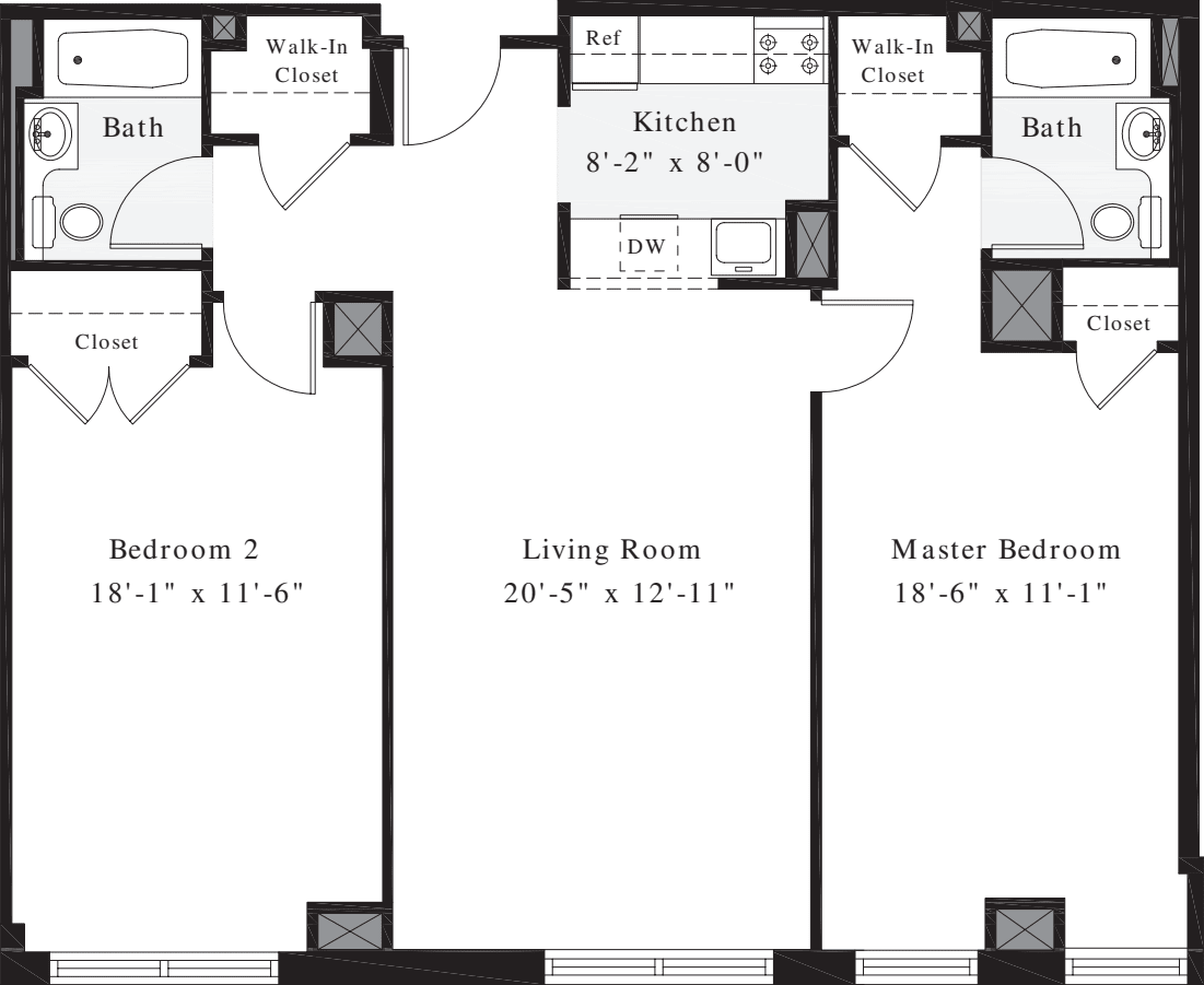 2 Bedrooms J floorplan