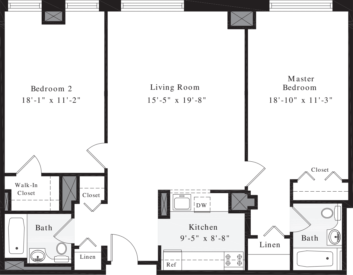 2 Bedrooms L