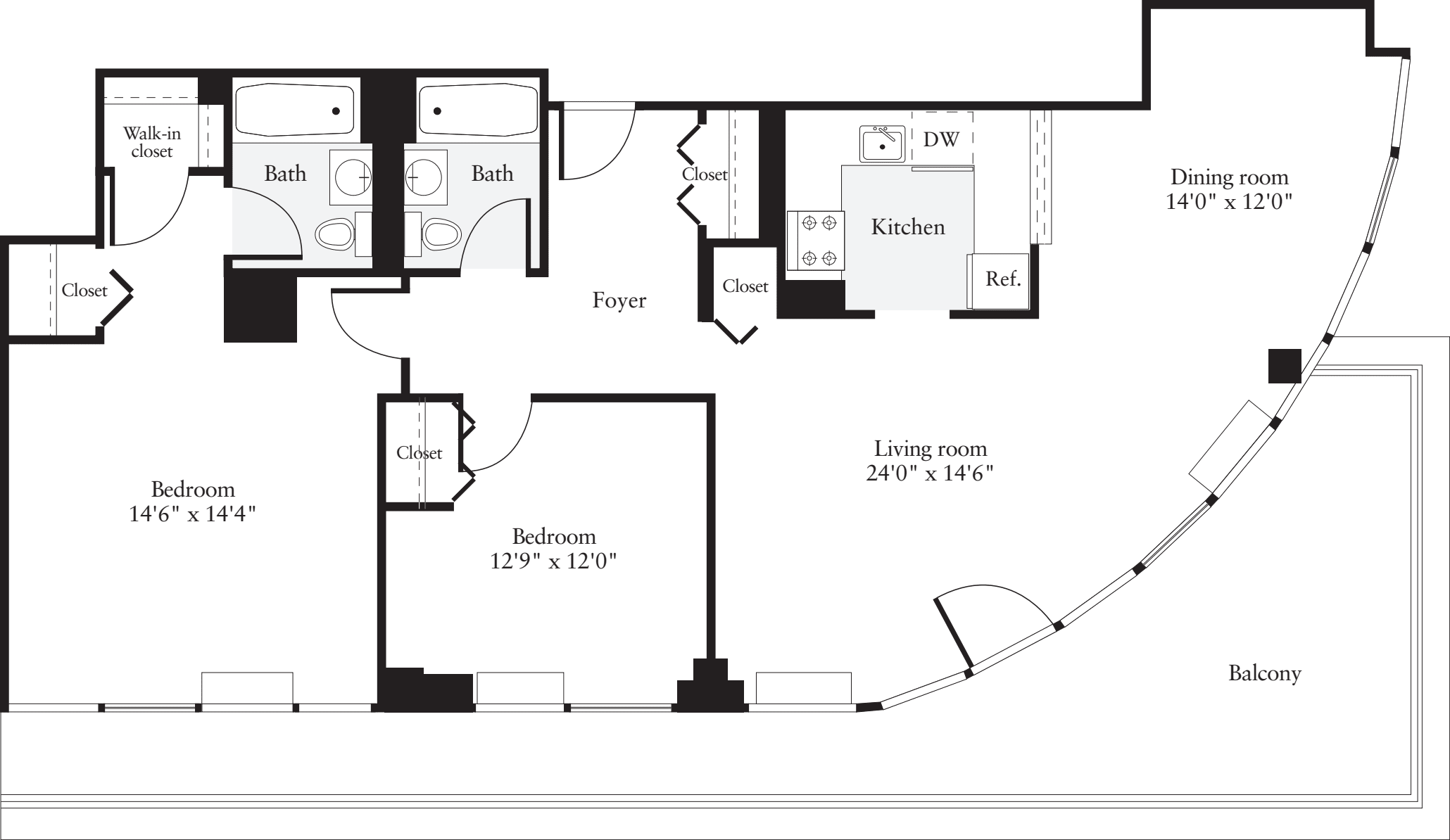2 Bedrooms M floorplan
