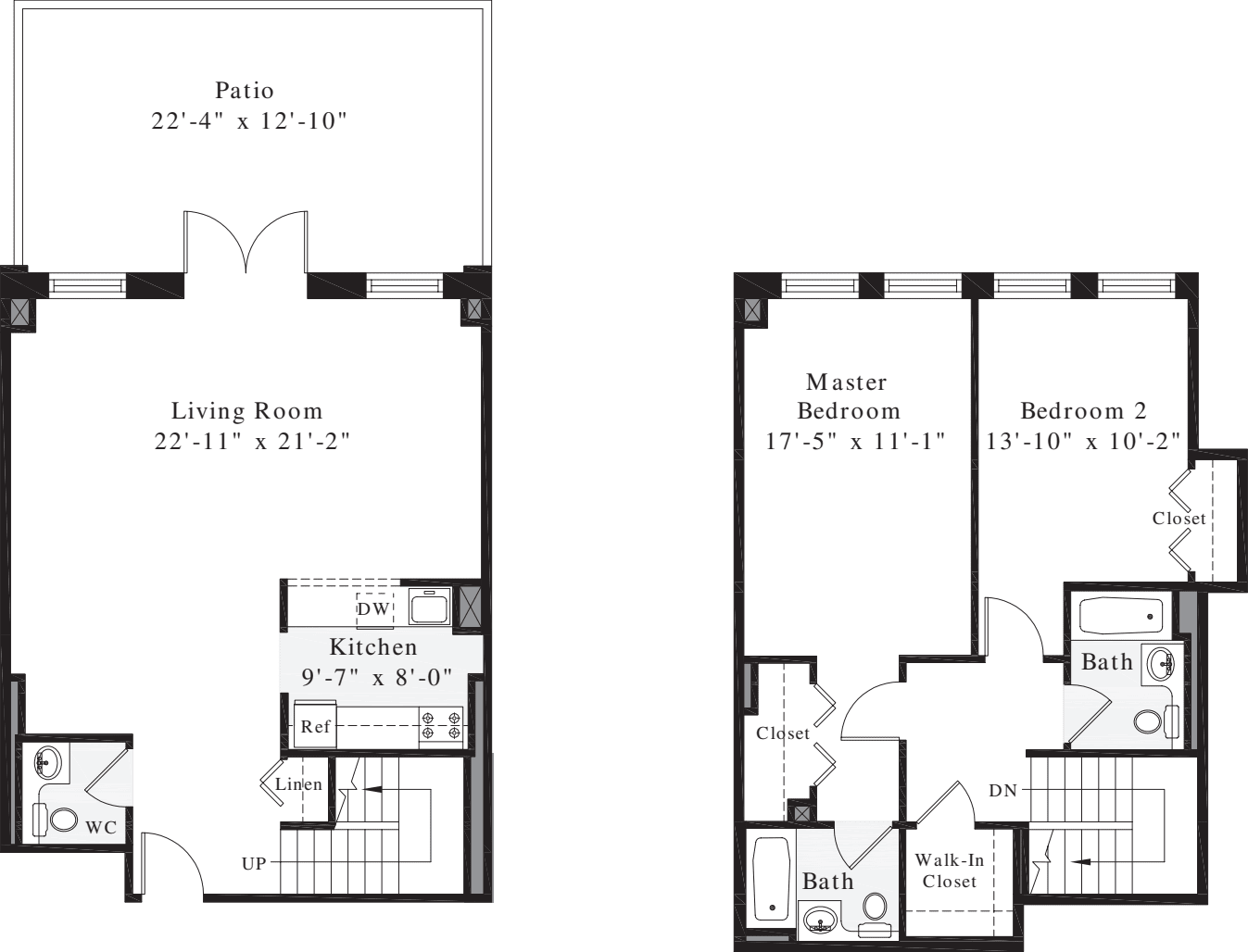 2 Bedrooms R floorplan