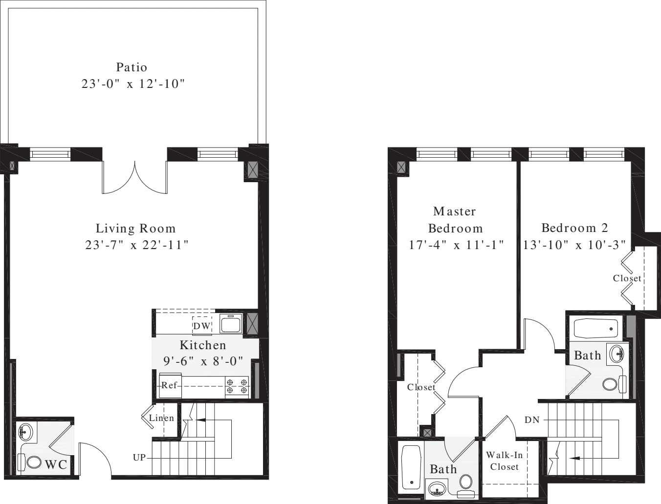 2 Bedrooms U floorplan