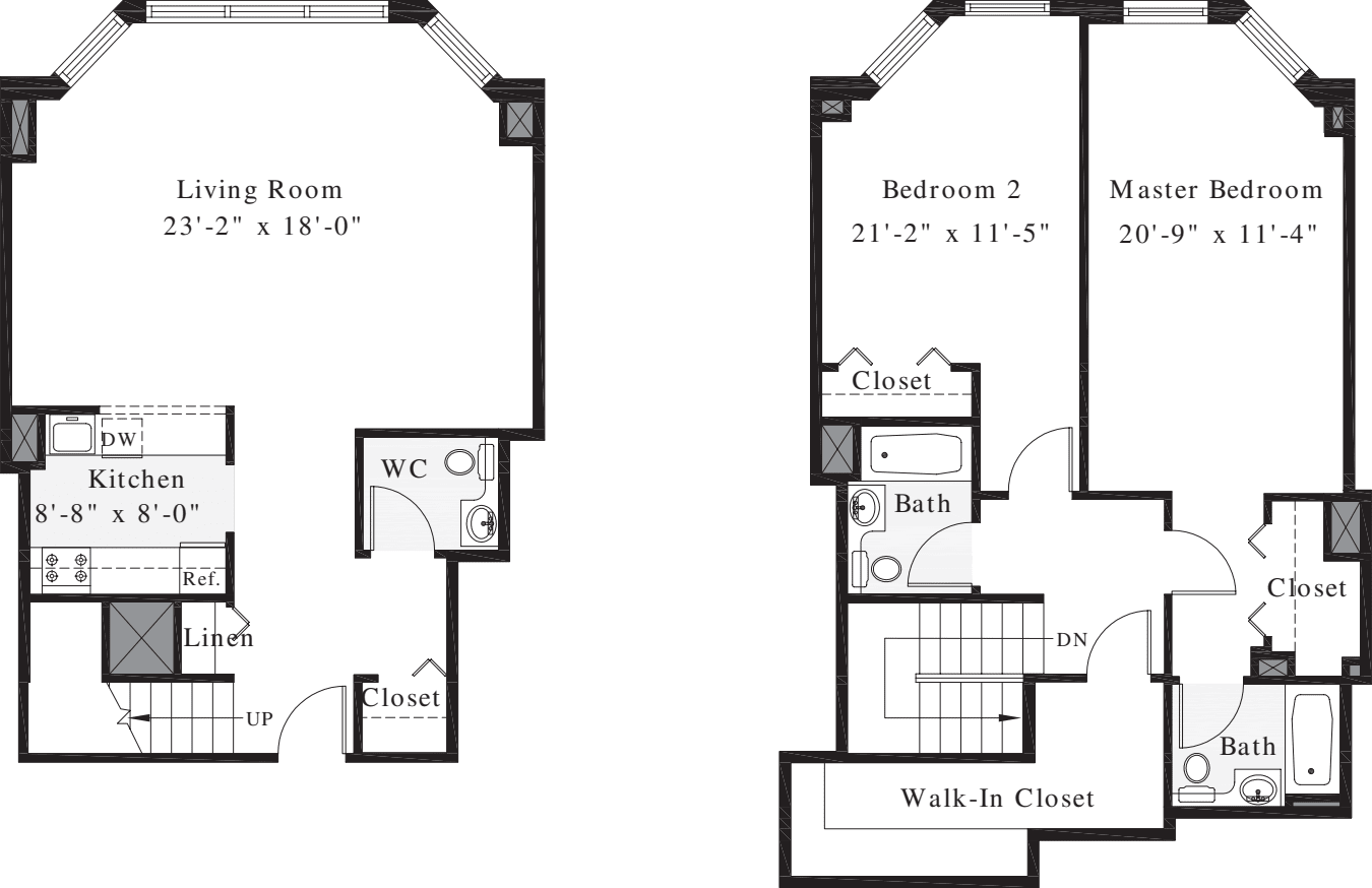 2 Bedrooms X floorplan