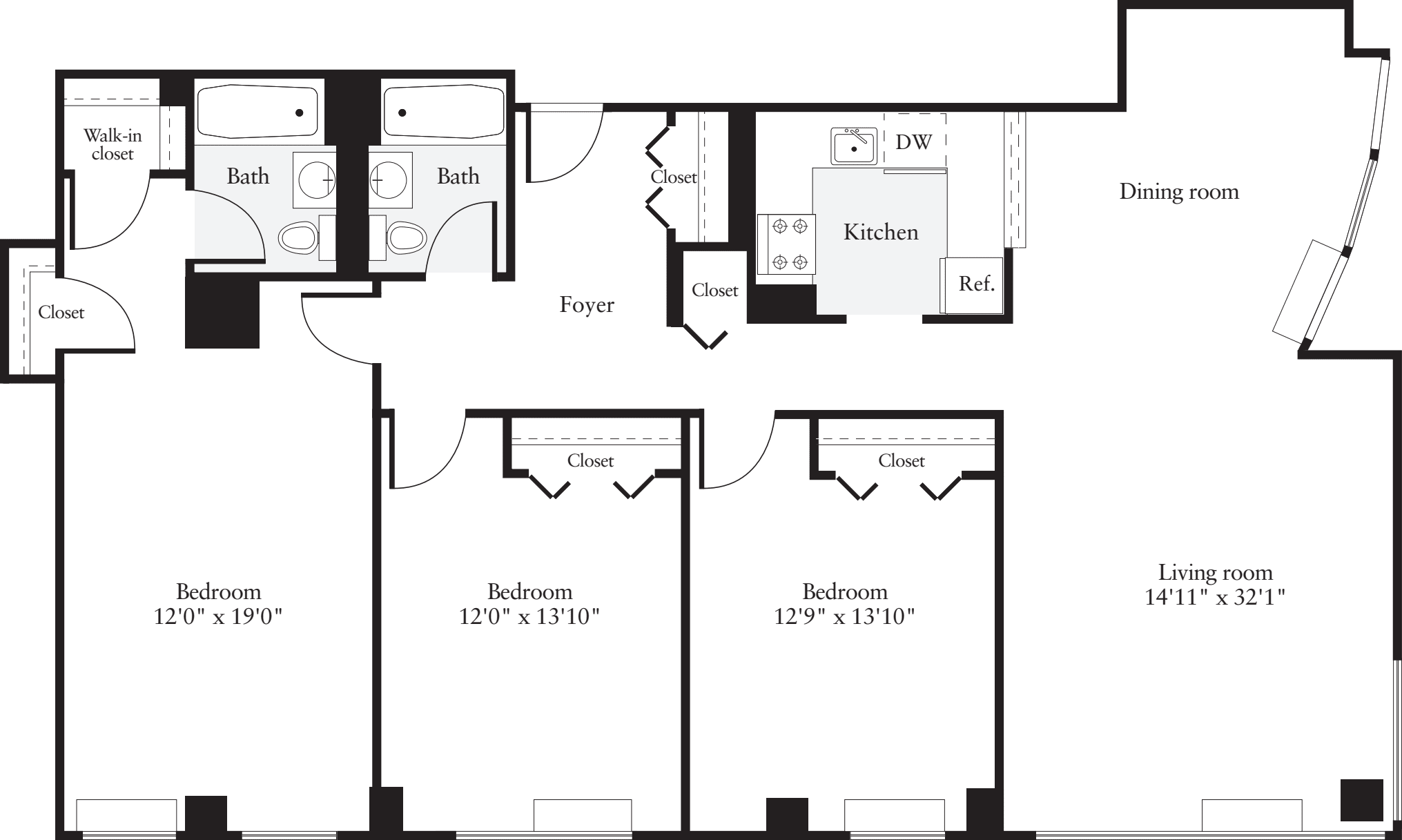 3+ Bedrooms B