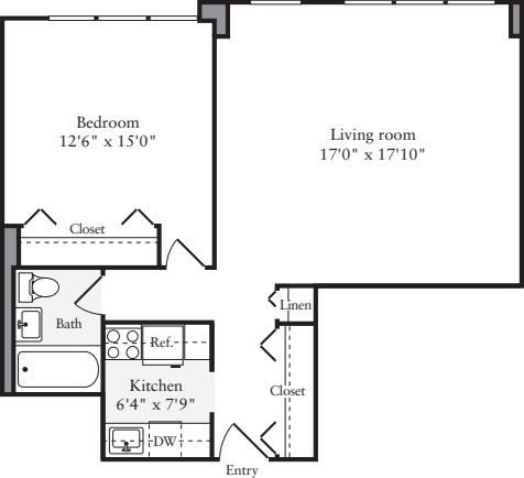 1 Bedroom K - Floors 5-9 floorplan