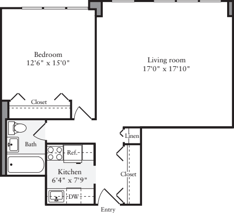 1 Bedroom K - Floors 5-9