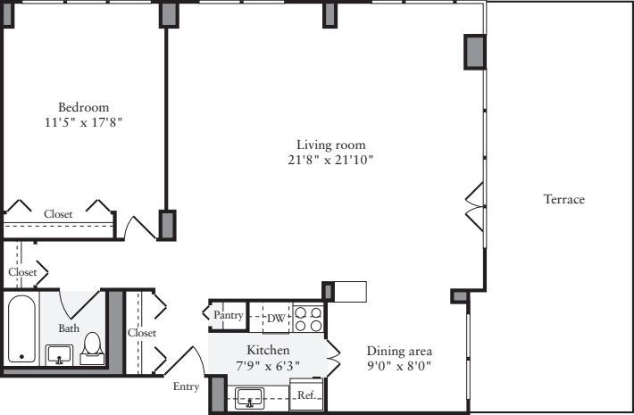 1 Bedroom H1 floorplan