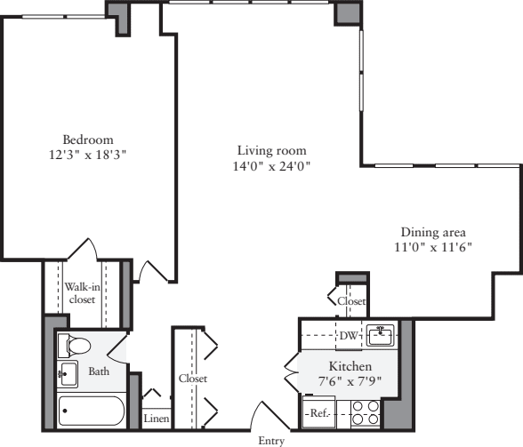 1 Bedroom I floorplan