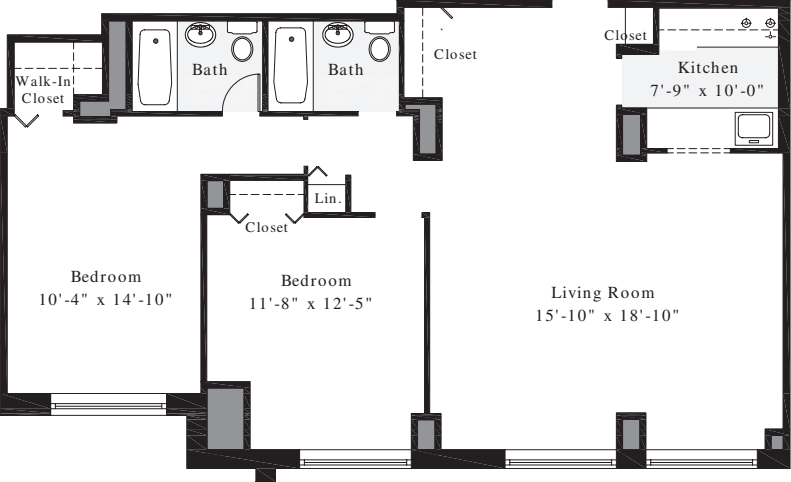2 Bedrooms M floorplan