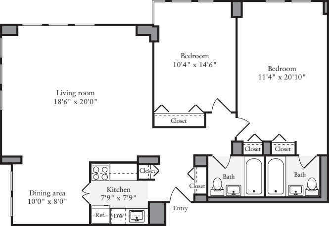 2 Bedrooms D floorplan