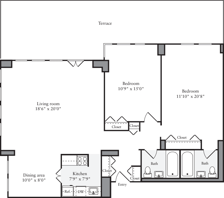 2 Bedrooms I3 floorplan