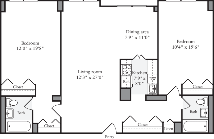 2 Bedrooms F floorplan