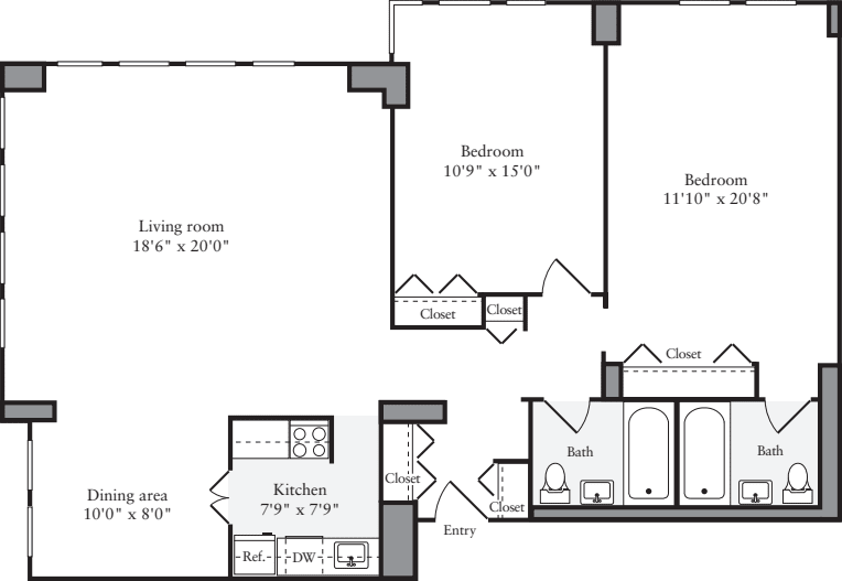 2 Bedrooms I1 floorplan