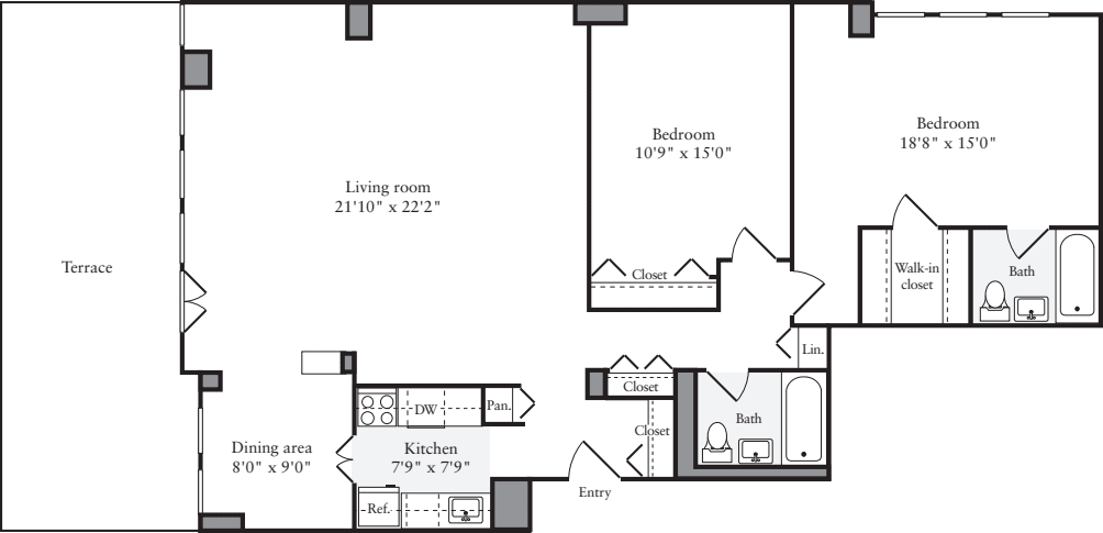 2 Bedrooms I floorplan