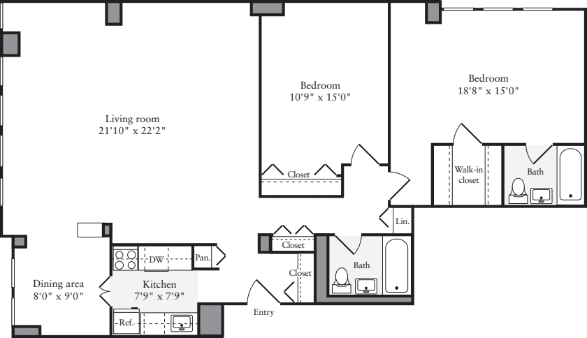 2 Bedrooms I2 floorplan