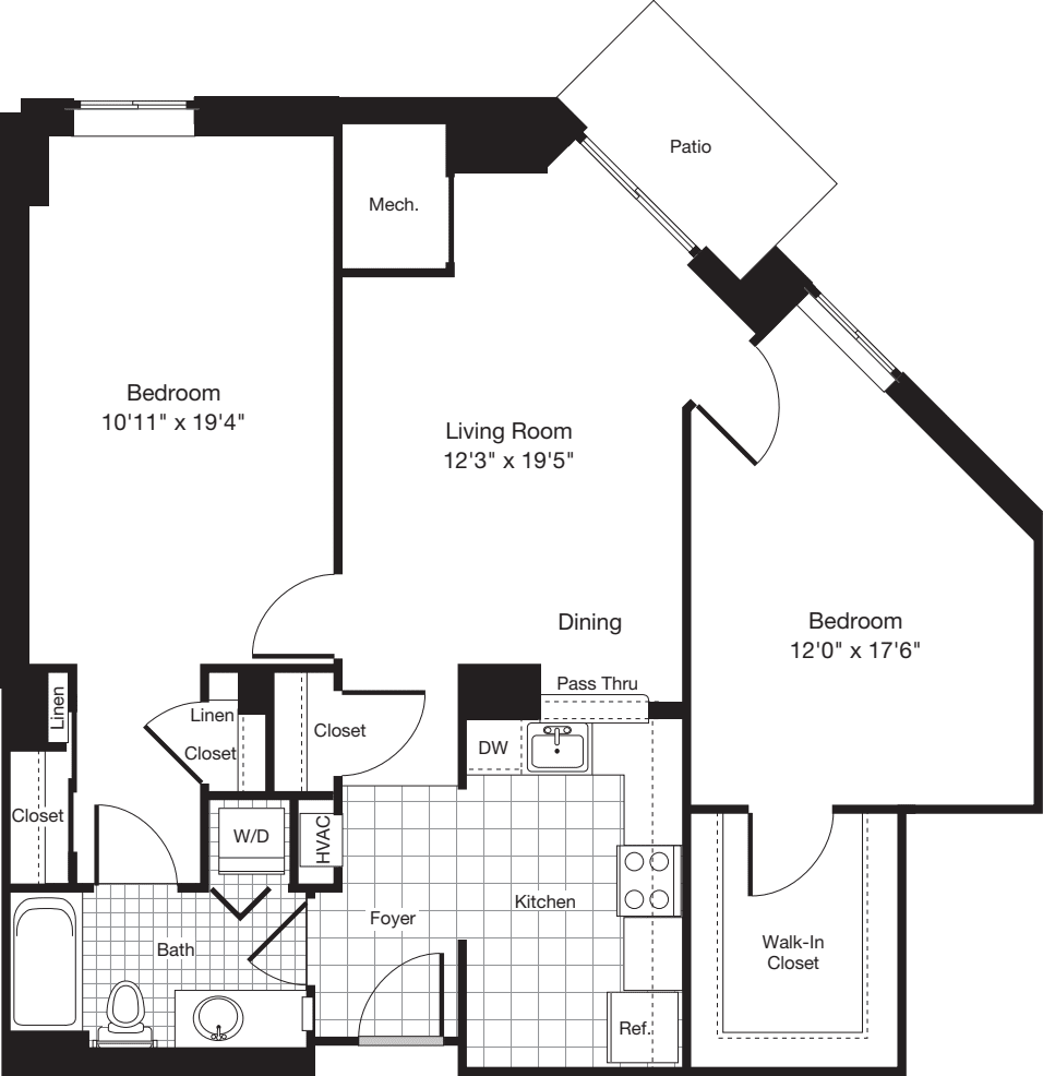 2 Bedrooms Y floorplan