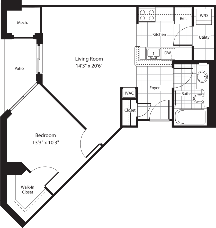 1 Bedroom A floorplan