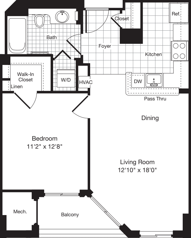 1 Bedroom E floorplan
