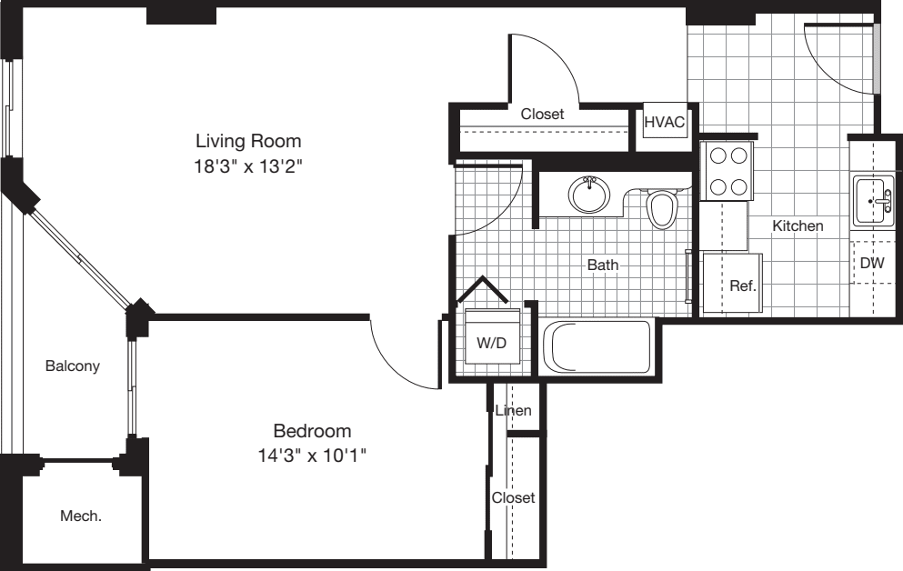1 Bedroom I floorplan