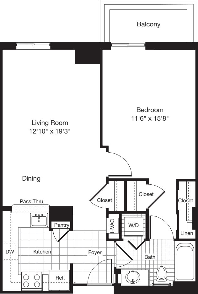 1 Bedroom N floorplan